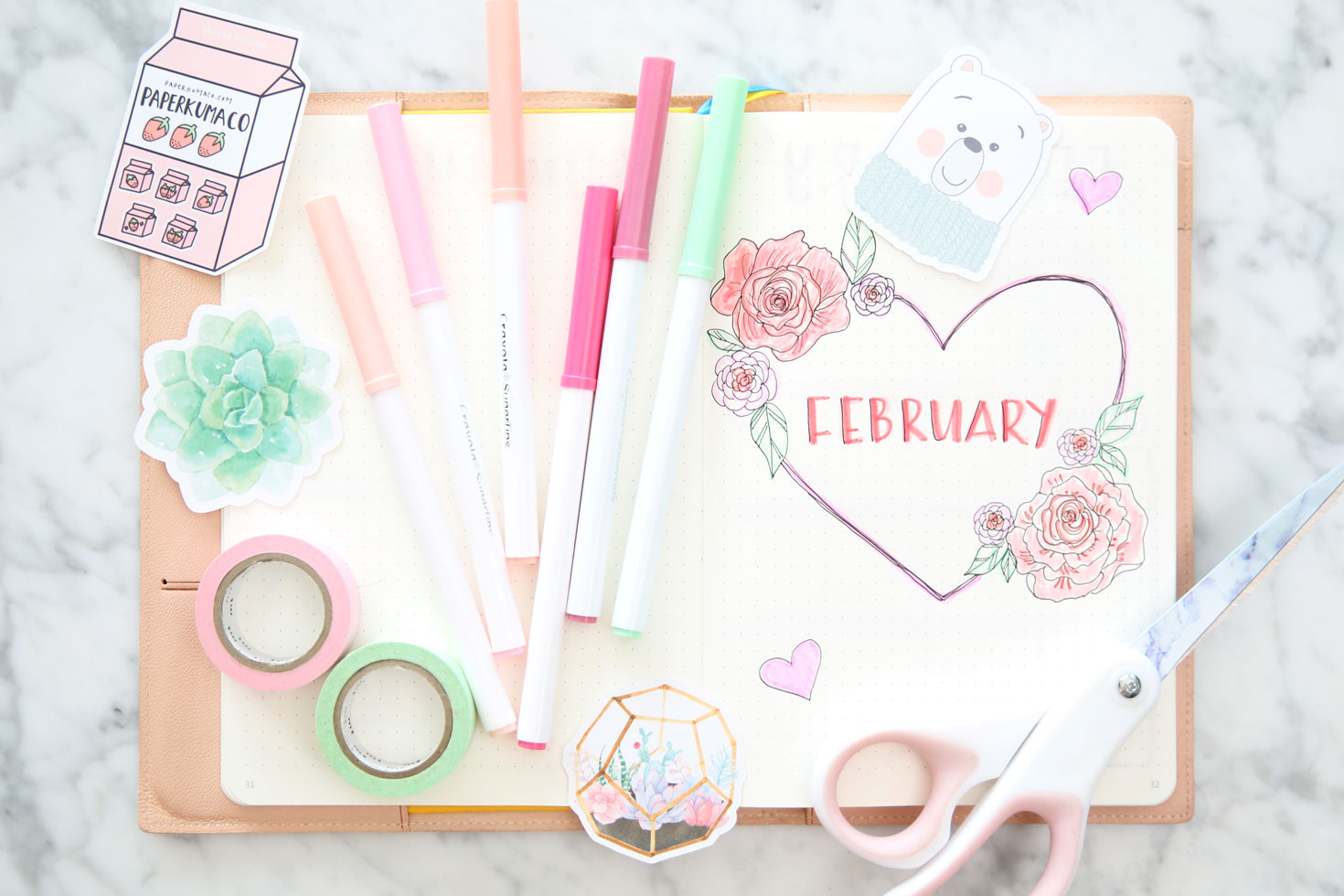 February-bullet-journal-bujo-cover-page-spread-ideas-miss-louie