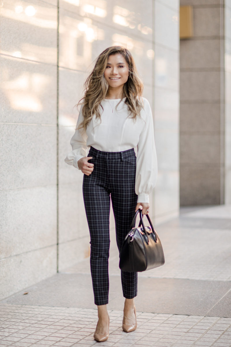 Work Outfits For Women Fall Express Work Clothing Plaid Suit Givenchy Small Antigona Bag Blogger